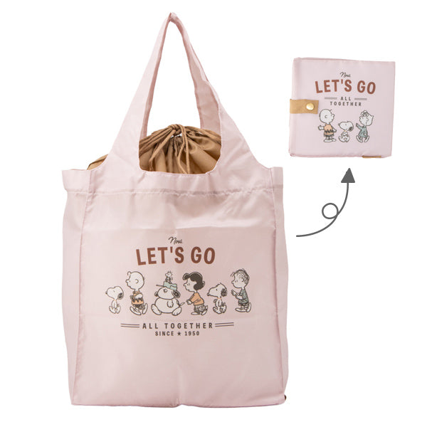 スヌーピー ワイド底板付きエコバッグ (てくてく ピーナッツ)