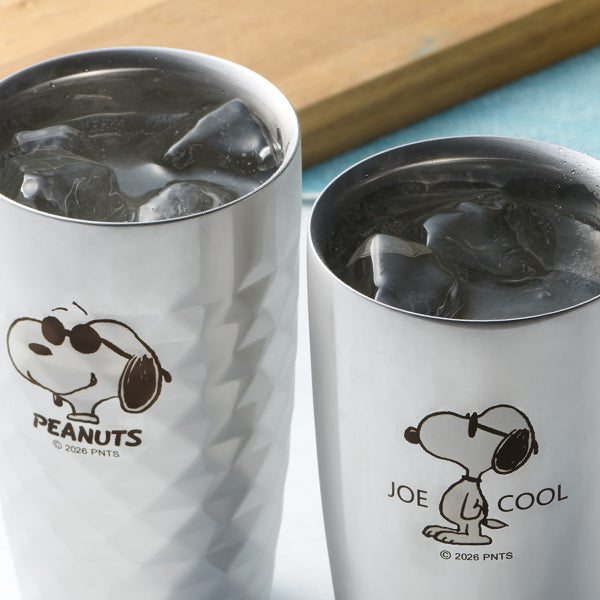 【おかいものSNOOPYオリジナル】ステンレス2重タンブラー&2重ダイヤモンドカットセット 370ml (ジョー・クール)