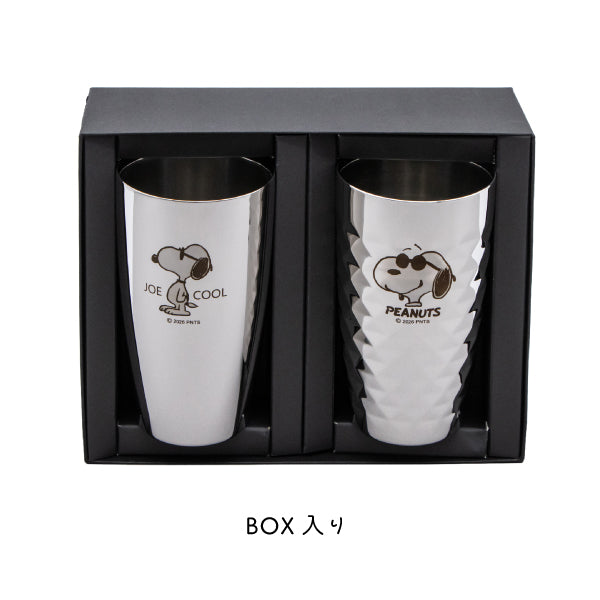 【おかいものSNOOPYオリジナル】ステンレス2重タンブラー&2重ダイヤモンドカットセット 370ml (ジョー・クール)
