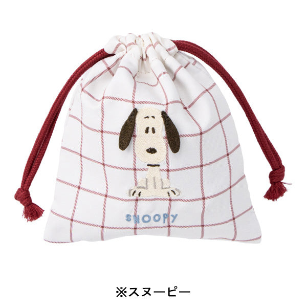 スヌーピー 巾着 (耳ぴょこ 立体刺繍シリーズ)