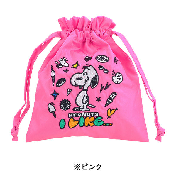 スヌーピー 刺繍巾着 (PEANUTS I LIKE…)