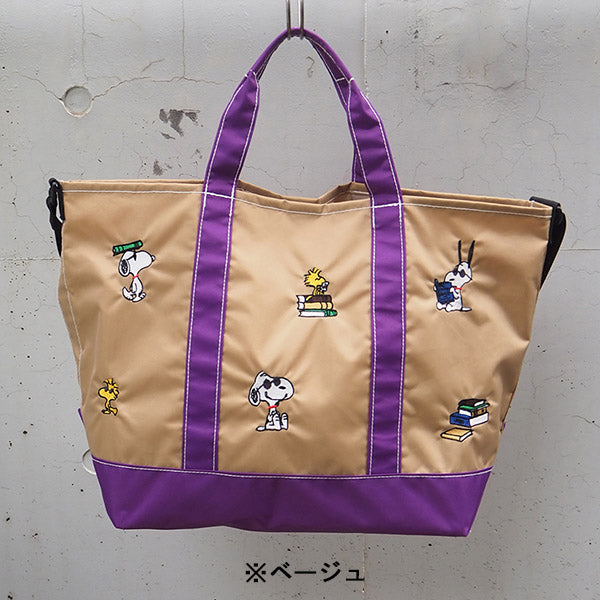 スヌーピー 刺繍舟形トート (L)
