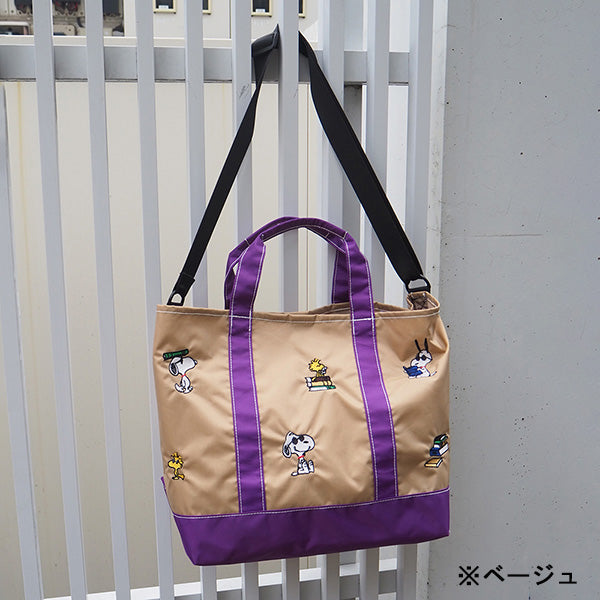 スヌーピー 刺繍舟形トート (L)