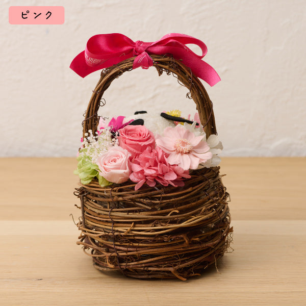 【おかいものSNOOPYオリジナル】お花スヌーピー フラワーバスケット