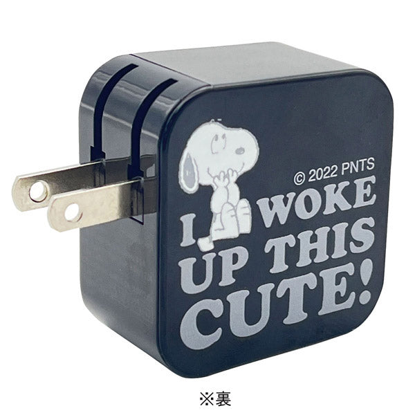 スヌーピー Type-C+USB-A　AC-100　チャージャー (ブラック)