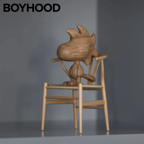 『BOYHOOD』北欧の天然オーク材オブジェ SNOOPY（ウッドストック） LARGE